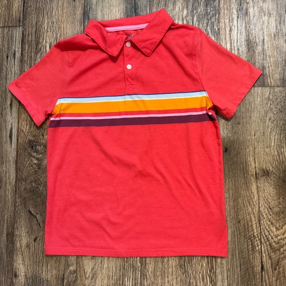 Cat &‎ Jack Boys Size 10-12 Colorful Striped Polo Shirt Preppy School Casual